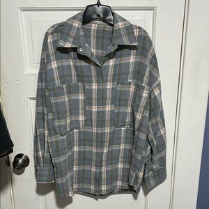 Plaid Women's Jacket - Gray and Pink